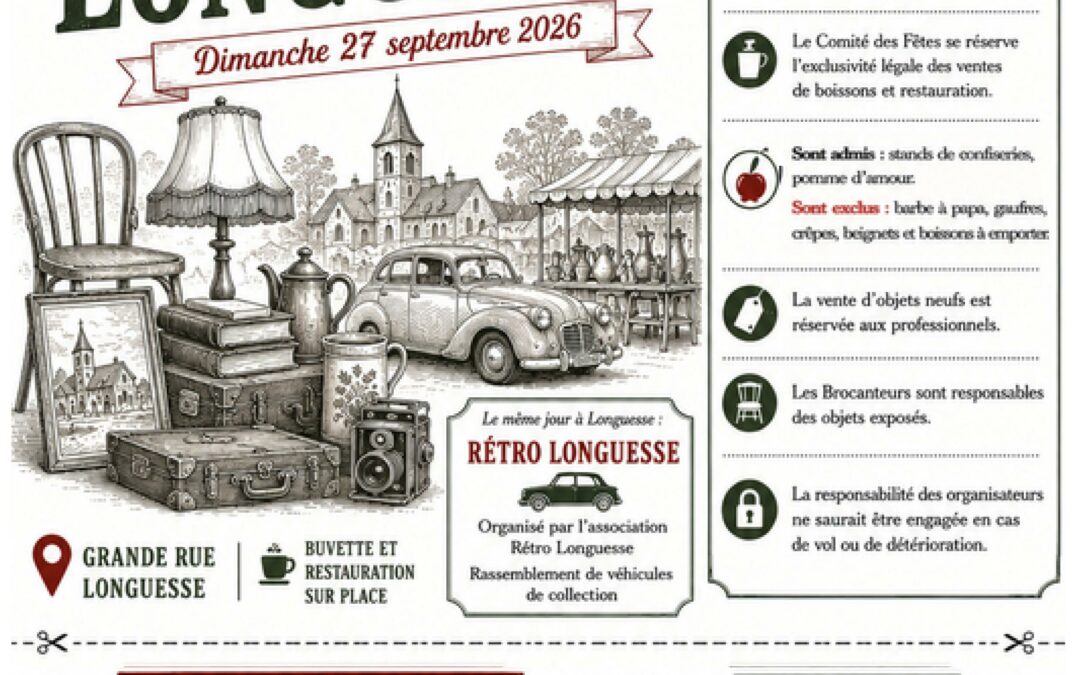 Brocante et Rétro Longuesse le dimanche 27 sept. 2026