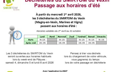 Horaires d’été 2026 de la déchetterie de Vigny