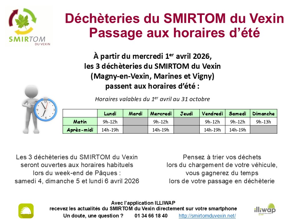 2026-04-01 Déchèteries Horaires Été INTERNET
