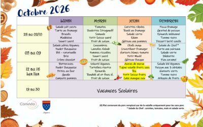 Menus scolaire Octobre 2026
